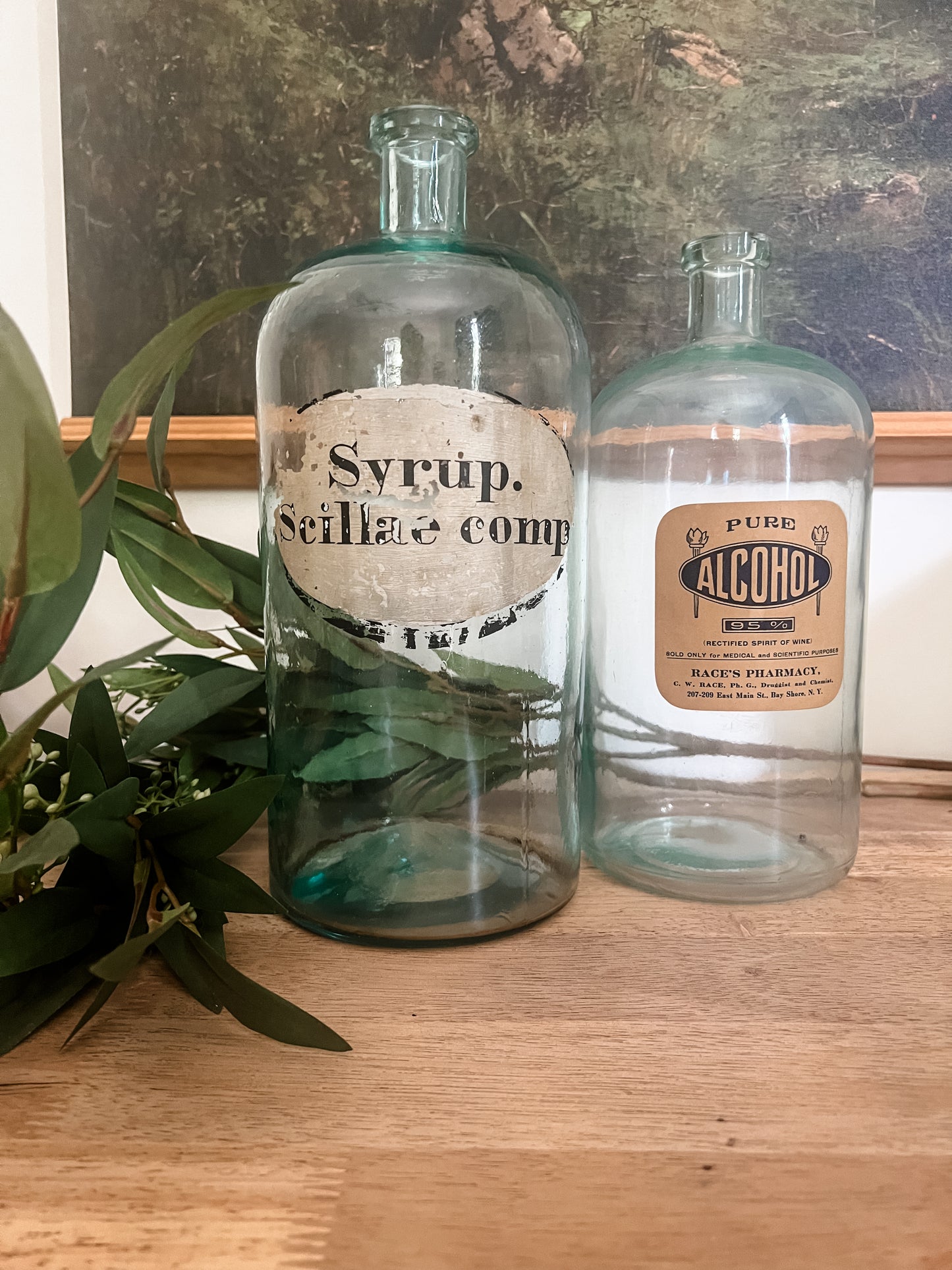 Antique Apothecary Blue Glass Bottles