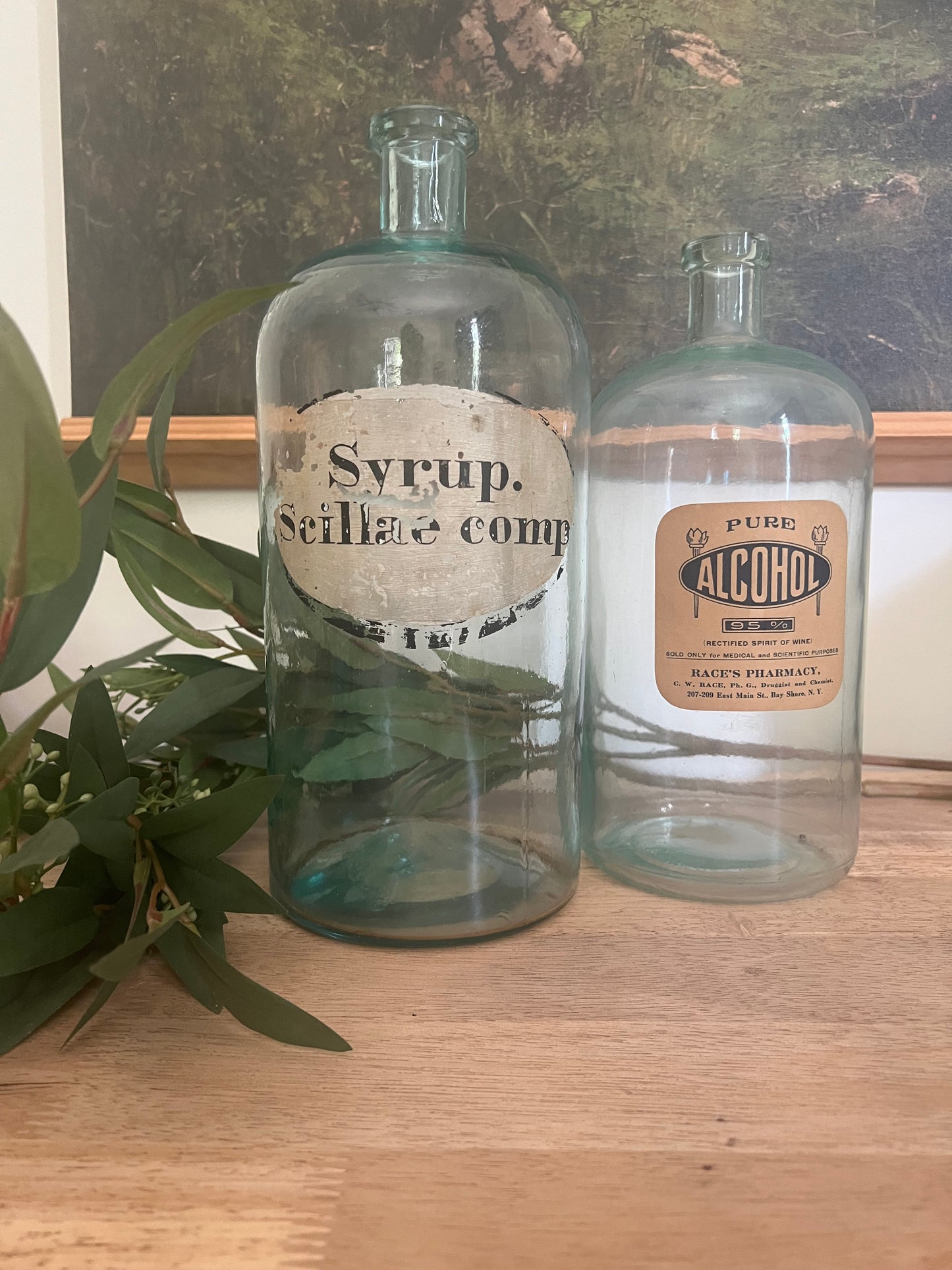 Antique Apothecary Blue Glass Bottles